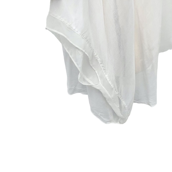 HELMUT LANG WHITE SEMI SHEER OVERSIZED ASYMMETRICAL BOXY CUT BATWING TOP - Picture 4 of 12
